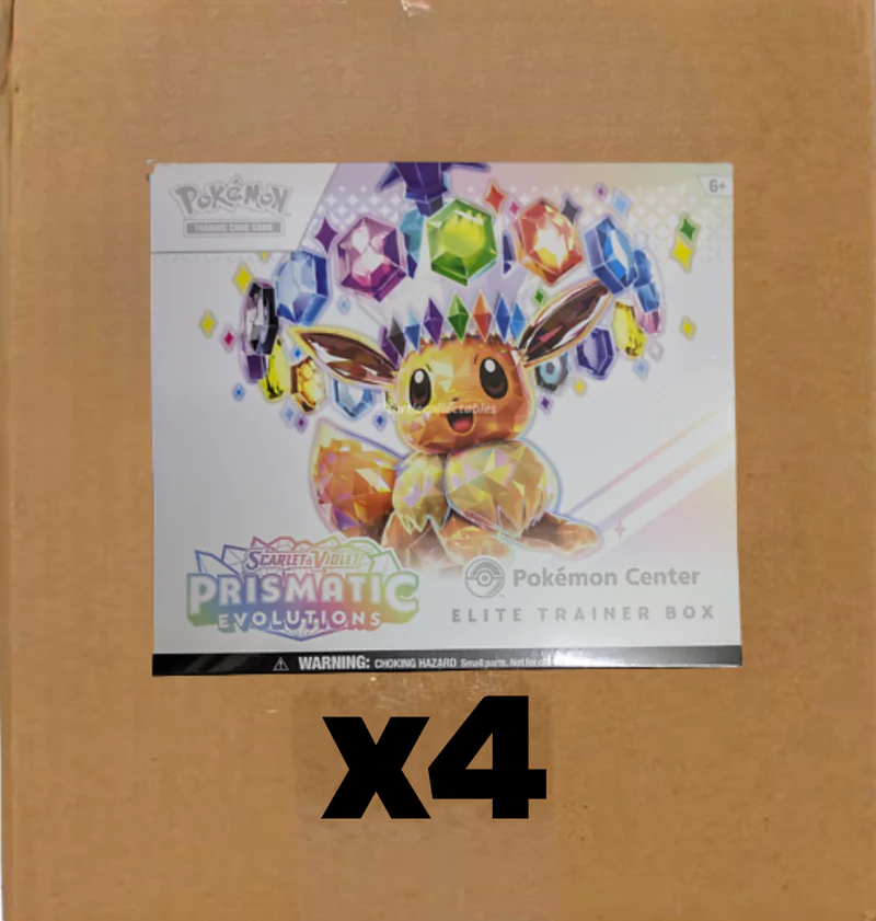 IMG_7622 Pokemon TCG Prismatic Evolutions Pokemon Center Elite Trainer Box Sealed Case (x4) - Image 1